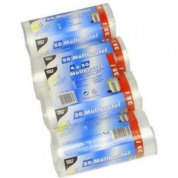 200 Bolsas de basura, HDPE 35 l 69 cm x 55 cm transparente
