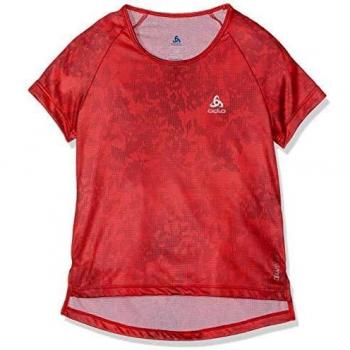 Odlo - Camiseta de Manga Corta para niñas con Cuello Redondo y Cuello Redondo, Infantil, Camisa, 312819-30572-152, Chrysanthemum - AOP SS19, 152