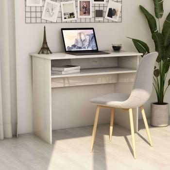 Escritorio de Madera Contrachapada Blanco Brillo 90x50x74 cm