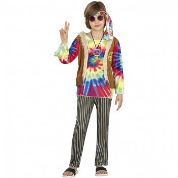 Disfraz de Hippie con camisa multicolor y pantalón acampanado para niño