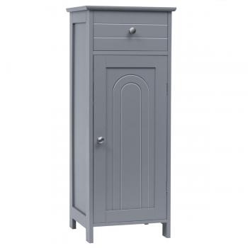 Armario del Baño Organizado Vertical Costway con Puerta Individual, 1 Cajón Grande, 2 Repisas Regulables, Color Gris, Dimensiones: 35,6 x 30,5 x 88 cm