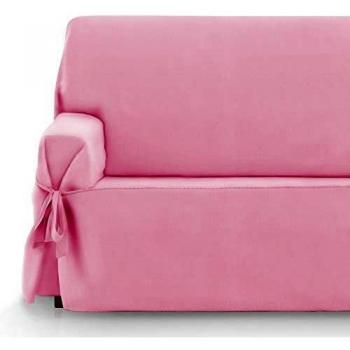 Vipalia Protector Funda Sillon Sofa 1 Plaza con Lazos. Fundas para Sofa Loneta Lisa. Comodo Practico Resistente. Algodon Ecologico. Facil Montaje. Calidad Diseño Royale Lazos. Color Rosa. 1 Plaza
