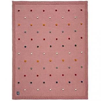 Manta de Algodón Orgánico Tejida Dots Rosa Empolvado 80x110 cm