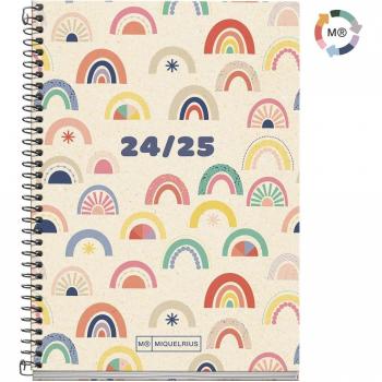 Miquelrius MR26647 Agenda escolar Activa S/V RAINBOW 2024-2025, agenda escolar 2024-2025 activa semana vista, Recycled Rainbow, Miquelrius, castellano e