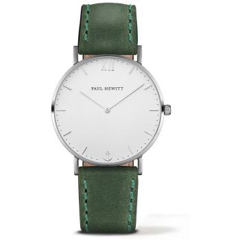 Reloj Paul Hewitt Unisex PH-SA-SSTW12M (39mm) - Reloj de acero inoxidable, esfera blanca, correa de cuero marrón, resistente al agua hasta 50 metros, movimiento de cuarzo