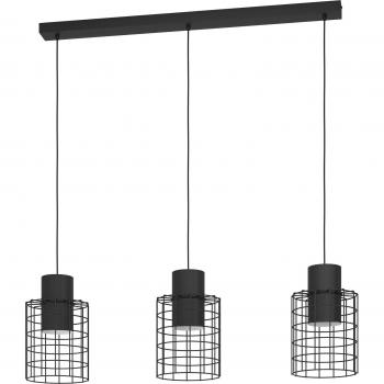 Lámpara Colgante Industrial Milligan 3 Luces E27 Acero Negro y Blanco 103 cm