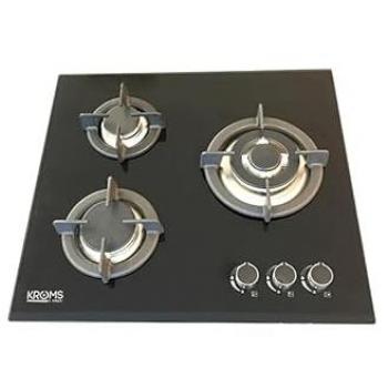 Placa de Gas Kromsline KPCG-3F-CR 3 Fuegos 60cm Negra