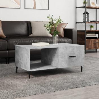 Mesa de centro de madera contrachapada gris con acabado de hormigón, dimensiones 90x50x40 cm