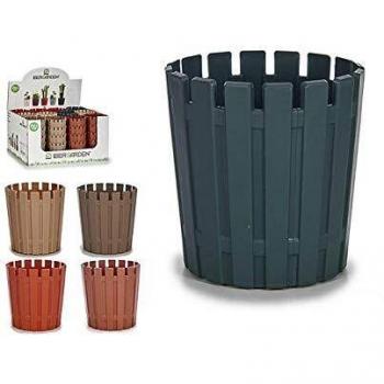 BigBuy Home S3604611 Macetero Plástico, Multicolor, 9.5 x 9.2 x 9.5 cm