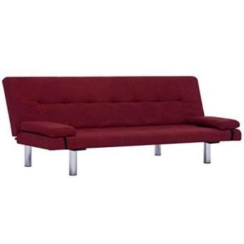 SengentoStyle Slaapbank met twee kussens polyester wijnrood