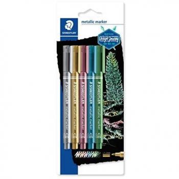 Staedtler 8323-S BK5. Rotuladores metálicos de colores. Blíster con 5 unidades de colores variados , color/modelo surtido