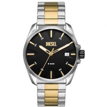 Reloj de Pulsera para Hombre Diesel DZ2196 con caja de acero inoxidable, esfera negra, correa de cuero marrón, resistencia al agua hasta 100 metros, cronógrafo y mecanismo de cuarzo