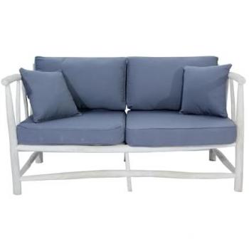 Sillón 2 personas de madera teca con cojín gris MOA
