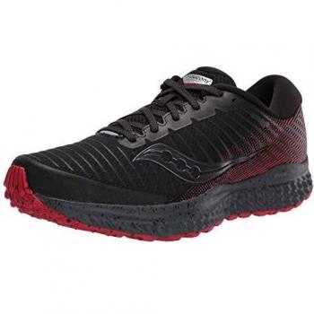 Saucony Guide 13 TR Zapatillas para Correr sobre Camino de Tierra o Montaña con Soporte Neutral para Hombre Negro Rojo, Negro