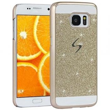 Galaxy S7 Funda,Galaxy S7 Rigida,Asnlove Carcasas y Funda Hard Case,Teléfono Móvil Caja Protectora Dura Colorido Chic Caso, Cover Policardonato Dura Brillo Case Diseño Bling Brillante Protectora Bumper Tapa Trasera para Samsung Galaxy S7-Dorato