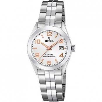 Reloj Festina Classics F20438/4 para Mujer con Esfera Plateada y Caja de Acero Inoxidable 316L Gris Plata