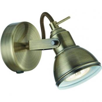 Foco de Enfoque Ajustable de Acero en Latón Envejecido con 1 Bombilla GU10 y Dimensiones de 13 cm