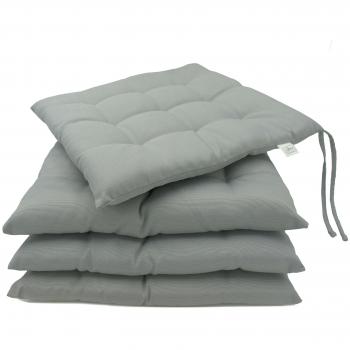 ZOLLNER 4 Cojines para Silla de Comedor con Lazos, 40x40, Gris Claro