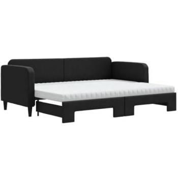 Sofá cama nido con colchón tela negro 80x200 cm