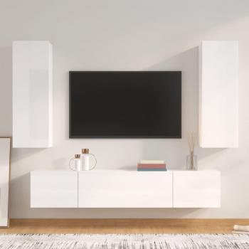 Set de muebles para TV 4 piezas madera contrachapada 80 x 30 x 30 cm, Mueble de Salon, Mueble TV, Mueble Televisor, Mesa de TV, Mueble tele