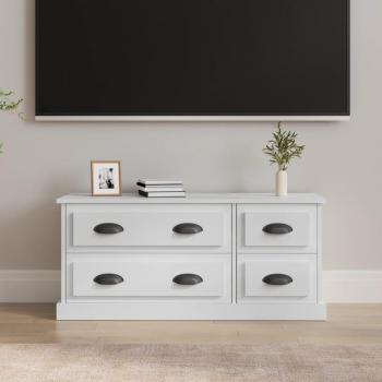 Mueble para TV de madera contrachapada blanco brillo 100x35,5x45 cm