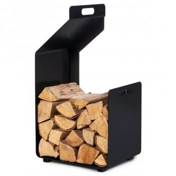Soporte para leña SEGAL de acero negro para chimenea y brasero - altura 74 cm, capacidad para troncos de 30 cm