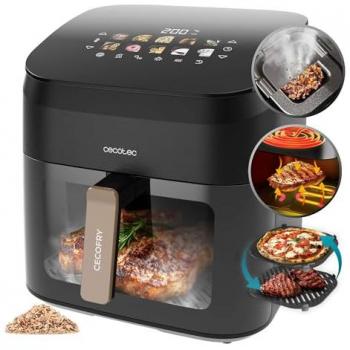 Freidora de aire Cecotec Cecofry&Grill Smokin' 8500, 8.5L, 2200W, Doble resistencia, Ahumador integrado, Pizza Maker, 10 menús