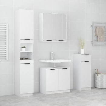 Conjunto de muebles de baño 4 piezas de madera blanca multicapa