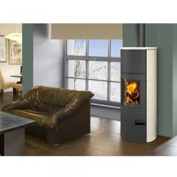 Chimenea con intercambiador de calor romotop Lugo 01 cerámica agua, color blanco 14 KW
