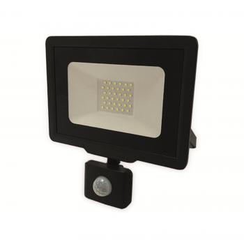 Foco LED 20 W con Sensor, 6000 K, IP65, Negro, 1600 lm