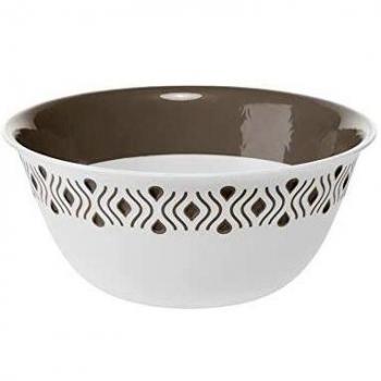 Cuenco Tosca de Plástico Beige y Blanco, 23 cm de Diámetro y 10 cm de Altura