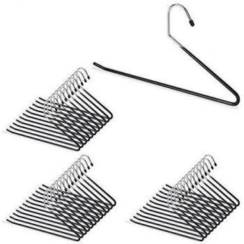 Pack de 36 Perchas Antideslizantes para Pantalones de Metal y PVC, 35 cm, Color Negro