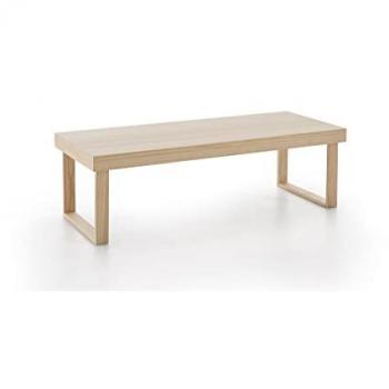 Mesa de Centro Berlín de Madera Maciza Natural, Color Natural, Patas U, 100 cm x 50 cm x 40 cm