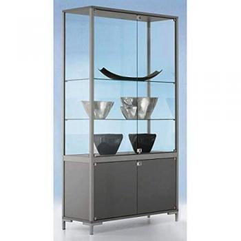 Vitrina de Almacenamiento LINK con Cristal Cuádruple y Mueble Inferior, Dimensiones 186 x 80 x 40 cm