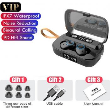 Auriculares TWS Bluetooth 5.1 Inalámbricos Estéreo 9D Deportivos Resistente al Agua con Carga de 2000mAh y Micrófono