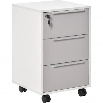Cajonera Margate Homcom 3 Cajones Con Llave Blanco/Gris 63,5X40x40 Cm