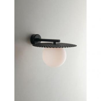 Lámpara de Pared Globe Negra con Difusor de Vidrio Blanco, 1xG9, 16.5cm