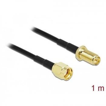 Cable Antena Delock 90443 - Conector macho RP-SMA a conector hembra RP-SMA, LMR/CFD100, 1 m