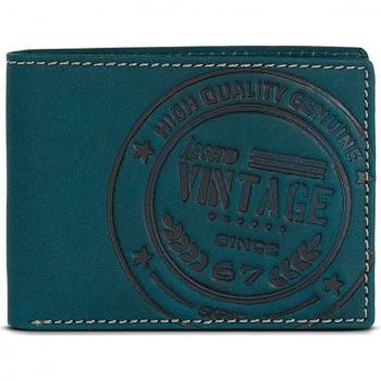 Cartera de hombre Vintage de piel con bloqueo Rfid en color azul
