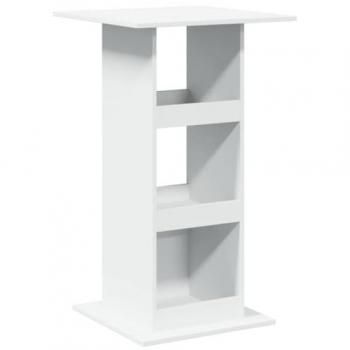 Mesa Bar con Almacenaje Madera Ingeniería Blanca 60x60x102 cm