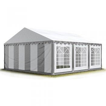 Carpa para fiestas TOOLPORT 4x6 m - ignífugo, lona PVC 700 N, impermeable, gris-blanco