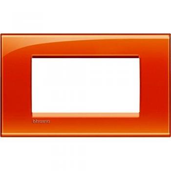 Placa embellecedora 4 módulos centrados Livinglight BTICINO Naranja LNA4804OD