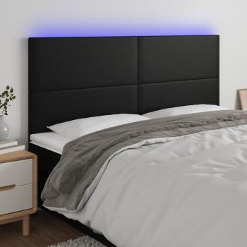 Cabecero Led Cuero Sintético Negro 180x5x118/128 cm