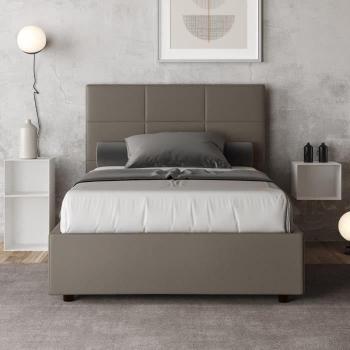 Cama Contenedor Acolchada 120x210 Simil Piel Capuchino Mika