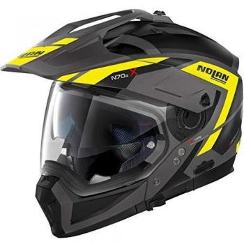 Nolan N70-2 X Grandes Alpes N-com Casco, Hombre, Negro Mate y Amarillo, L