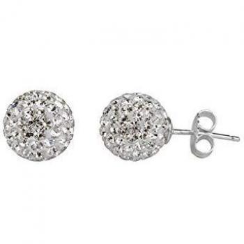 VIDAL & VIDAL Pendientes Plata 1ª Ley 925 Bola Cristal Blanca