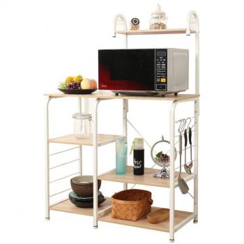 sogesfurniture Estante de Cocina Estantería para Microondas Estantería Metálica, 3 + 4 Niveles Baker's Rack Soporte para Carro de Microondas Estantes de Almacenamiento, Arce Blanco 172-MP-BH