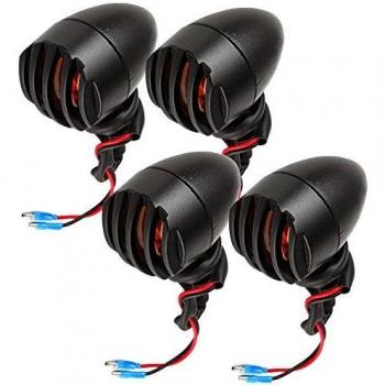 Tropical 4 pcs Resistente Motocicleta Intermitentes Bombilla Indicadores Blinker luces Forma de Bala Lente Ambar Delantero y Trasero Negro