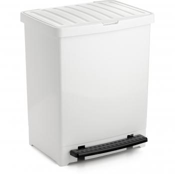Tatay Cubo de Pedal, 25L de Capacidad, Pedal Retráctil, Polipropileno, Libre de BPA, Bolsa Basura 30L. Color Blanco . Medidas 33.5 x 31 x 42cm