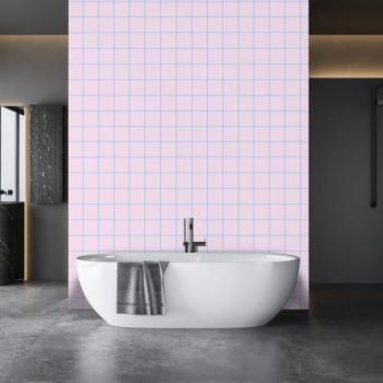 Papel pintado Hexoa cuadrados rosa pastel 52x1000 cm